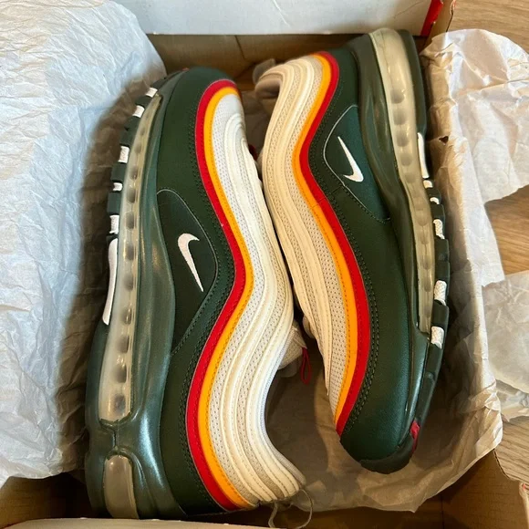 Nike Air Max 97 SE - Seattle Sonics White Yellow Evergreen 2019 - Mens Size 10 - Picture 2 of 6
